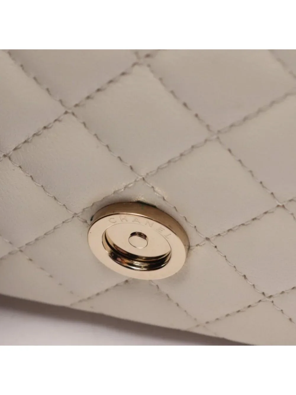 Chanel Shoulder Bag Quilted Mini Minaudiere Evening White Lambskin Small Box